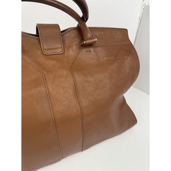 SAINT LAURENT Y Line Cabas Chic Handbag Women's Brown Leather Large - Picture 4 of 15